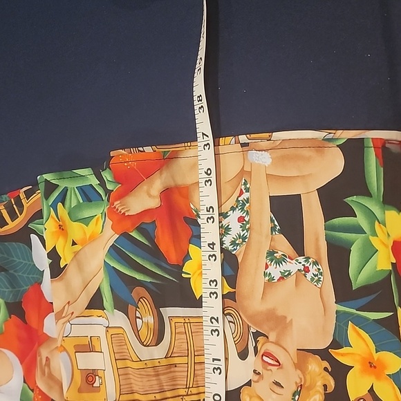 NWOT Belle Poque Summer Dress Bold Print Pin Up Girls Hibiscus Island Sz Med - Picture 12 of 12